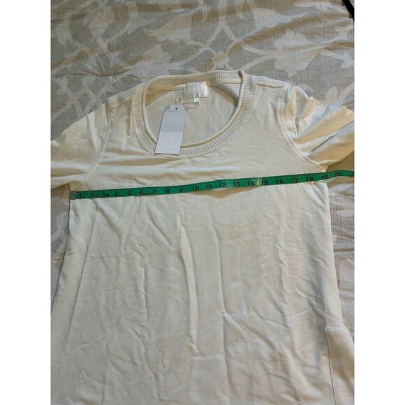 Quinn ivory cream lyocell cotton sweater asymmetric hem nwt medium - Picture 4 of 9